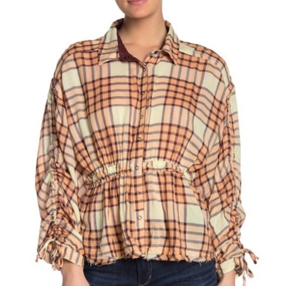 Free People Pacific Dawn Plaid Shirt. - Picture 6 of 12